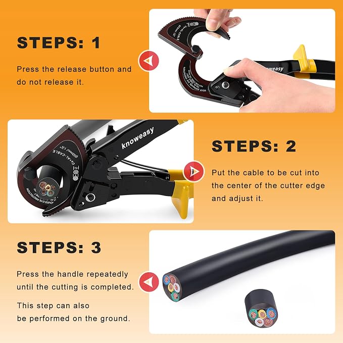 Ratchet Cable Cutter,Knoweasy Upgraded Cable Cutter and Ratchet Wire Cutter Works for Aluminum and Multi-core Cables up to 240mm