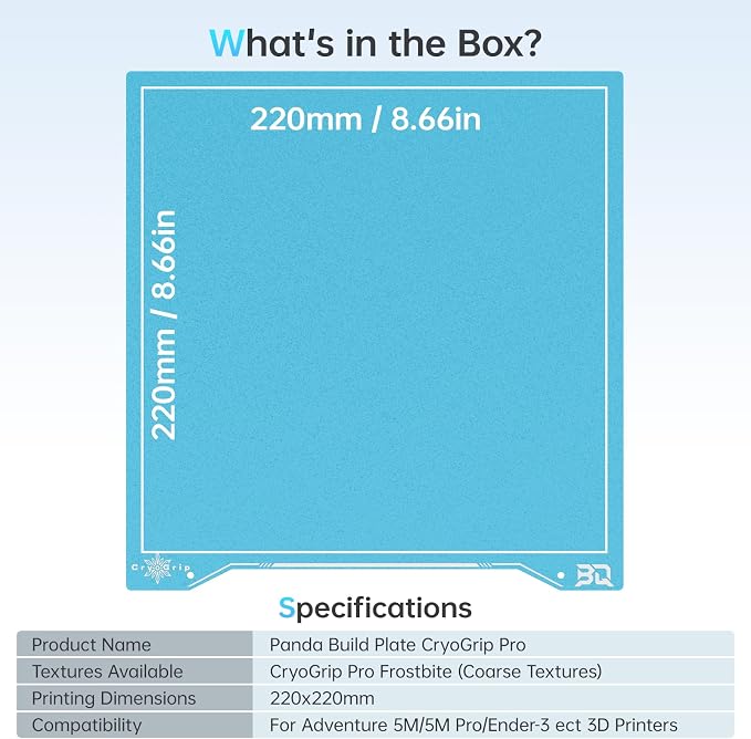BIQU CryoGrip Pro Frostbite for Ender-3/V3/Pro/V2/V2 Neo/Ender-5/K1C/K1 235x235mm Cold Build Plate Room Temperature Print Double Sided Removable Surface Platform