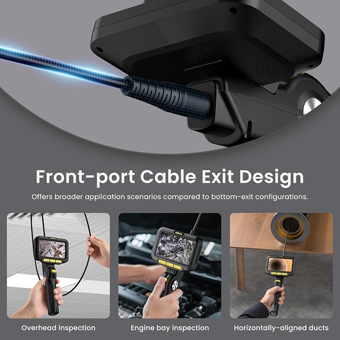Two-Way Articulating Borescope with Light, 6.2mm Probe Industrial Endoscope Camera with 1.5m Self-Resetting Tube, 5" IPS Screen Inspection Camera with Light for Engine/Pipe