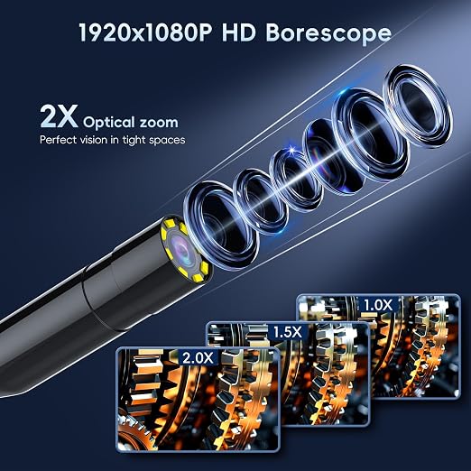 SKYBASIC Industrial Endoscope Borescope Camera with Light, 4.3'' HD Digital Handheld Waterproof Sewer Tools Snake Inspection Camera with 8 LED Lights 16.5FT Semi-Rigid Cable, Gadgets for Men