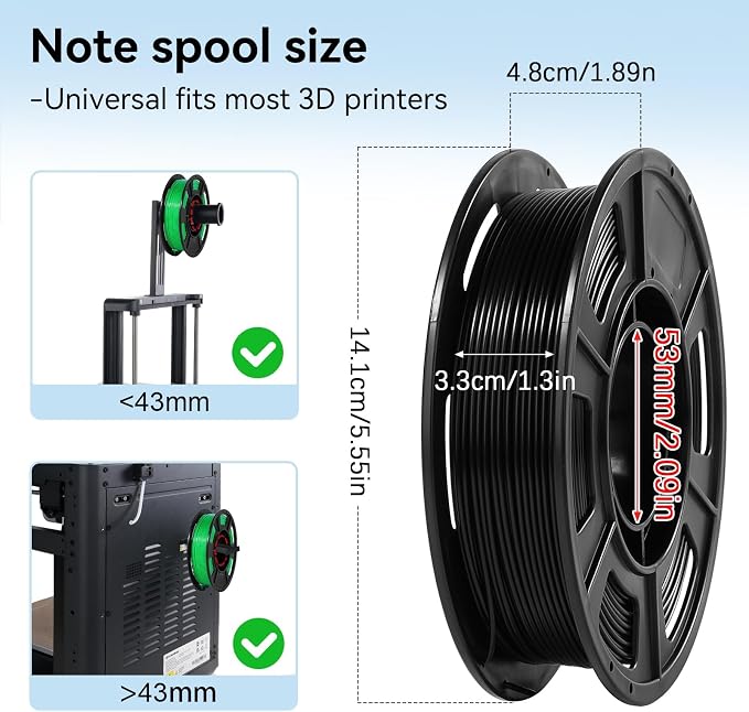 Dynta PLA 3D Printer Filament Bundle 250g, 1.75mm 6 Colors Total 1.5kg | Compatible with FLASHFORGE, Bambu, Creality, Black, White, Red, Green, Blue, Purple for Beginners, Individually Vacuum-Sealed
