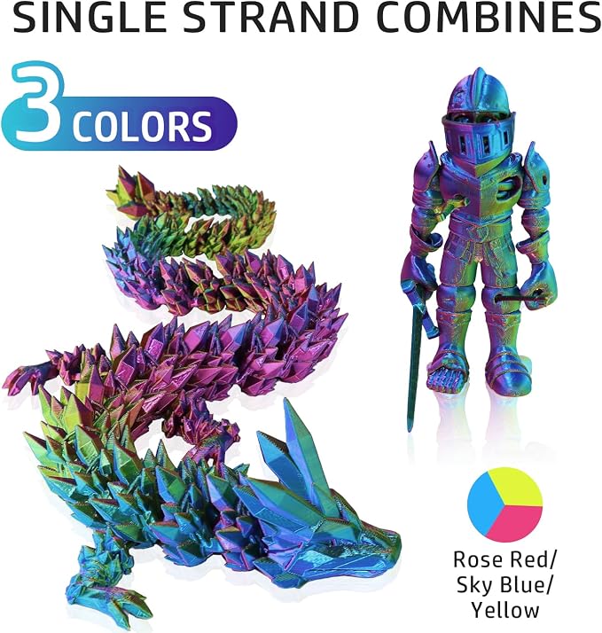 LOVOON PLA 3D Printing Filament 1.75MM Tricolor Change by Angle Filament PLA Multicolor Silk pla Filament, Fit Most FDM Printers and 3D Pen, Silk Rose Red/Sky Blue/Yellow, 1KG(2.2lb)/Spool