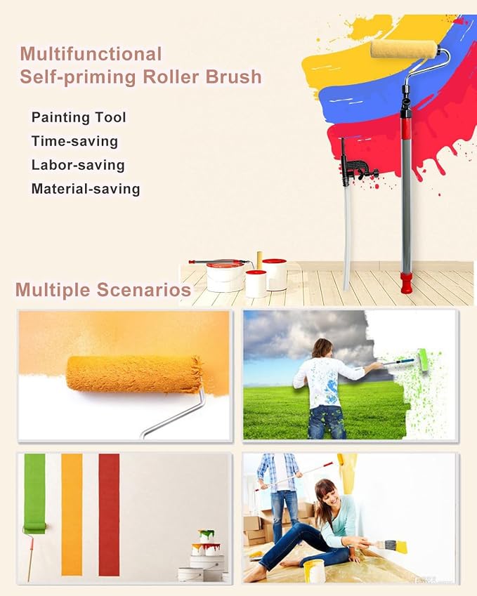 Self-Priming Roller Brush Machine, Suction-Type Paint Roller Machine, Latex Roller Brush Machine, for Shopping Mall Decoration and Construction Site Wall Painting