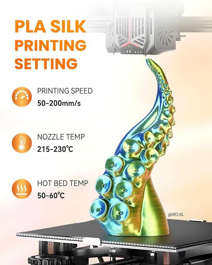 TECBEARS 4-Color Silk PLA Filament 1.75, Silk 3D Printer Filament, Shiny Silk Texture, 4 in 1 Black Red Yellow Gray，1kg Spool