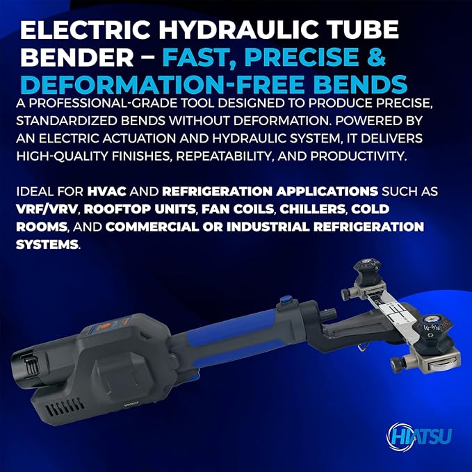 Hiatsu CTH-E999 Cordless Hydraulic Tube Bender for Copper & Aluminum, 1/4”–7/8”, 12V Battery Powered, HVAC & Refrigeration Tool