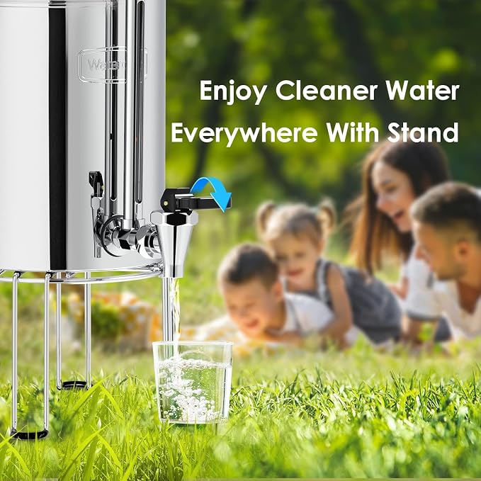 Waterdrop BST Water Filter Stand, Replacement for Berkey®, Purewell®, ProOne®, Alexapure® and Wterdrop Gravity Water Filter System, Stainless Steel Stand with Rubberized Non-Skid Feet