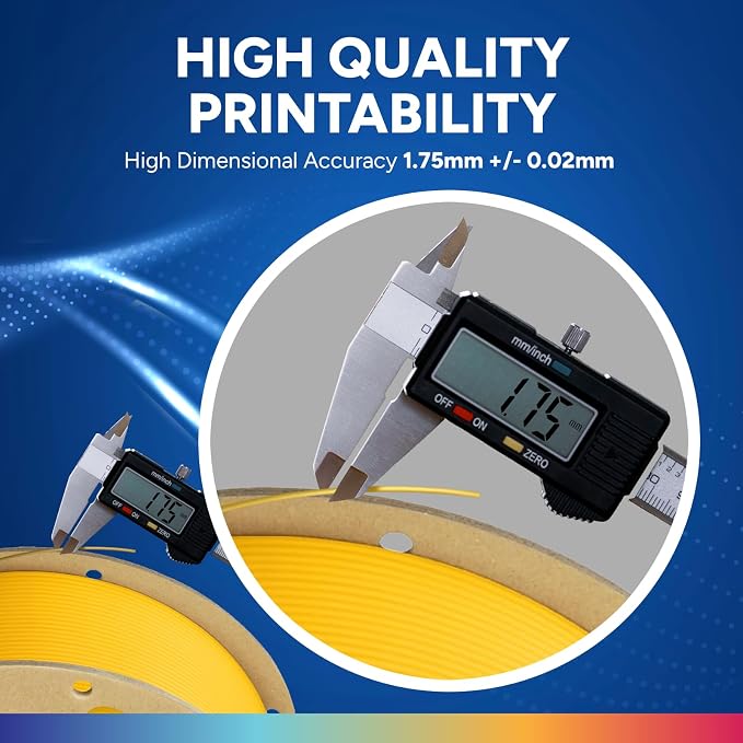 OVERTURE PLA Plus (PLA+) Filament 1.75mm, Stronger & More Durable, Professional Toughness 3D Printer Filament 1kg (2.2lbs), High Precision +/- 0.02mm, Tangle-Free (Yellow)
