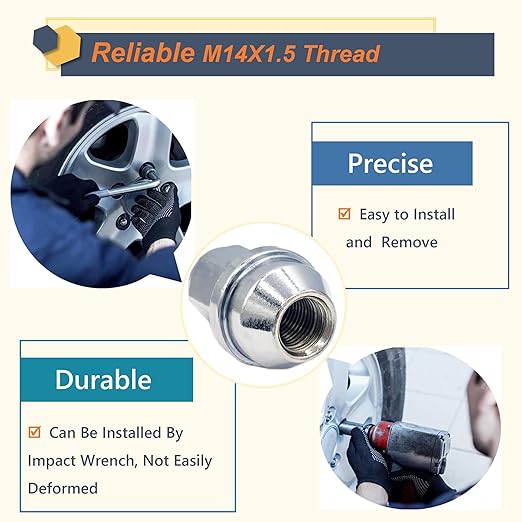 Kadrick 24Pcs M14x1.5 Lug Nuts Replacement for Ford Expedition/F-150 2015-2024, One-Piece Solid Chrome OEM Factory Style Large Acorn Seat Wheel Nuts for Lincoln 2016-2021 MKX.