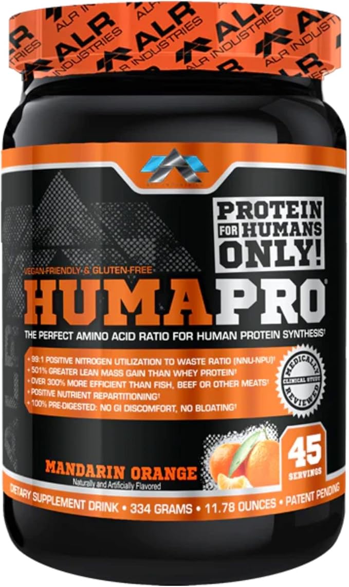 ALR Industries HumaPro Essential Amino Acid Formula | EAA Protein Supplement | Supports Muscle Recovery & Performance | Vegan, Gluten Free | | 45 Servings (Mandarin Orange)