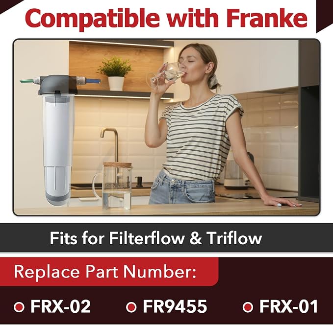 2 Pcs FRX-02 Ceramic Water Filter Cartridge Compatible with Franke | Compatible with Triflow FR9455 FRX-01 W9223021, Effectively Filters Impurities, Sturdy Long-Lasting, Simple Installation