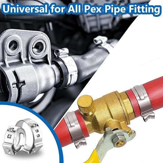 62Pcs 7 Sizes 304 Stainless Steel Single Ear Hose Clamps 6-23.5mm Crimp Hose Clamps Assortment Kit Perfect for Automotive/Home Appliance/Water Pipe and Fuel Line
