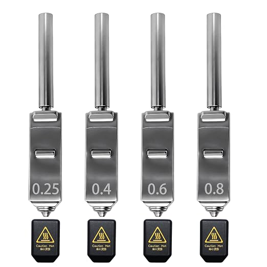 4Pcs Kobra S1 Max Nozzles, 0.25MM 0.4MM 0.6MM 0.8MM Hardened Steel Integrated Hotend Nozzles, High Speed Printing & Quick-Release Hot End Nozzle for Anycubic Kobra S1 Max Combo