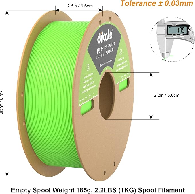 PLA+ 3D Printer Filament Luminous Green, 1.75mm No Tangle, Net Weight 2.2lbs Spool (1kg, PLA Pro Plus, Green with Glow in the Dark Effect