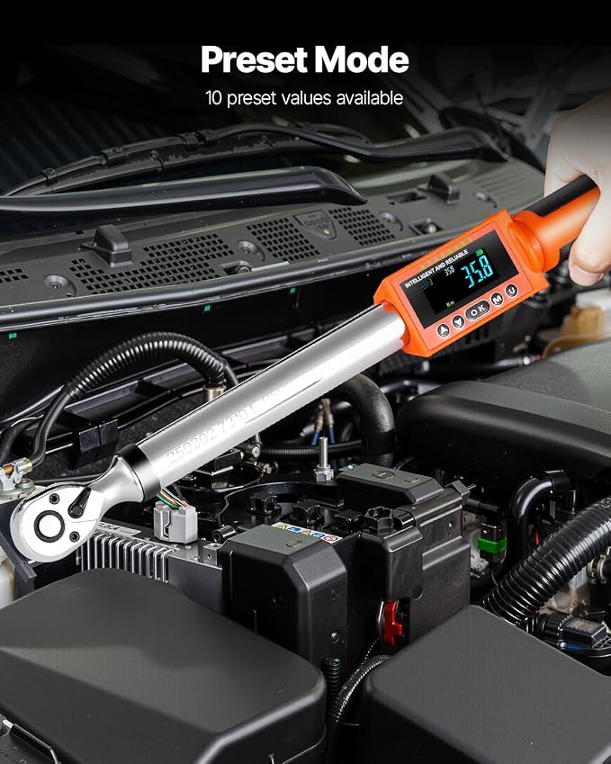 VEVOR Digital Torque Wrench 3/8 1/2 Inch Drive, 0-44.25FT.LB(0-60Nm)/0-162.26FT.LB(0-220Nm) ±2% Accuracy, Electronic Torque Wrench with Preset Mode,Vibration,Buzzer,LED Notification,5Units of Measure