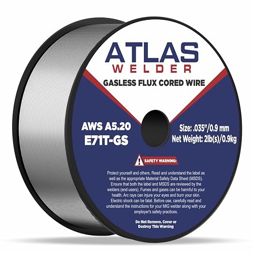 ATLASWELDER Flux Core Welding Wire, E71T-GS .035 Inch 2LB, Gasless Mild Steel MIG Welding Wire with Low Spatter for All Position Welding