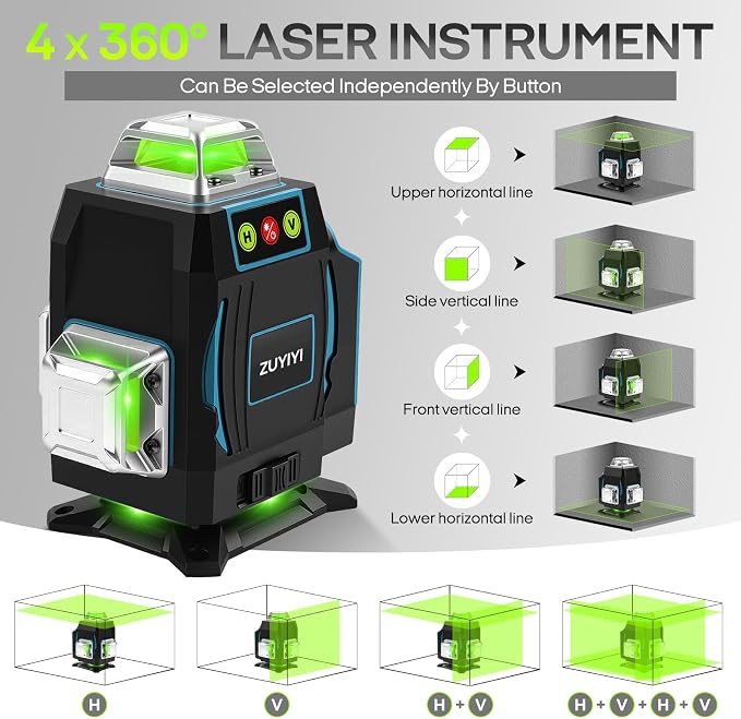 Laser Level with Tripod for Makita 18V Battery (NOT Included), 4x360° Self Leveling, Green 16 Lines 4D Laser Leveler Measuring Tool for Construction, Home Renovation, Picture Hanging