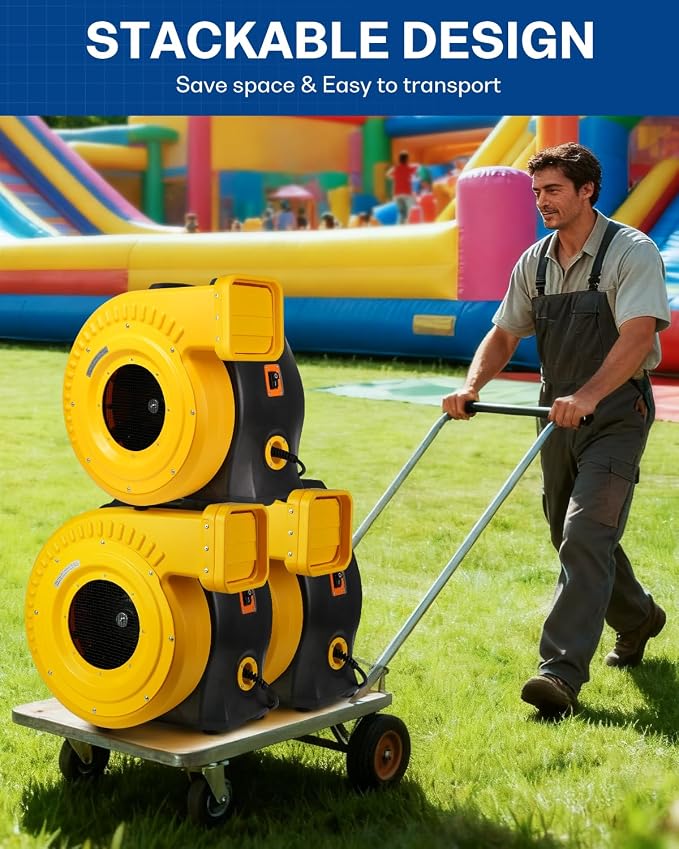 3HP Commercial Inflatable Bounce House Blower, 2150W Air Blower for Big Inflatable Paint Booth, Water Slides, Castle and Jump Slides, Portable and Powerful Fan Pump
