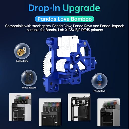 BIQU Panda Extruder CNC Extruder Shell for Bambu-Lab P1P/P1S/X1C/X1E Lightweight Original Factory Gears Panda Claw Al 6061 T6 Aluminum Alloy High Precision Shell