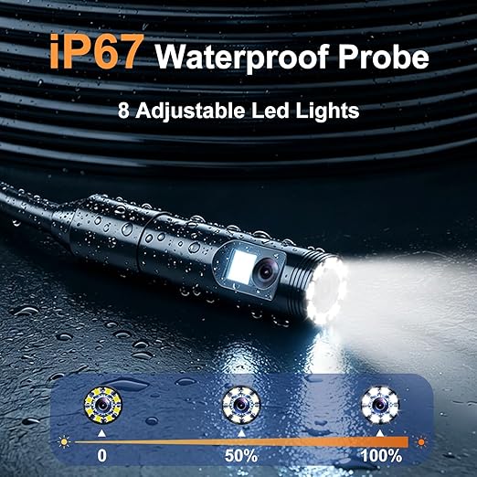 Endoscope Camera with Light, Dual Lens Borescope, 5" IPS 1920P HD Inspection Camera Industrial Endoscope, 16.5FT Semi-Rigid Cable, IP67 Waterproof Endoscope Tools for Auto, Sewer, Pipe,Mechanic