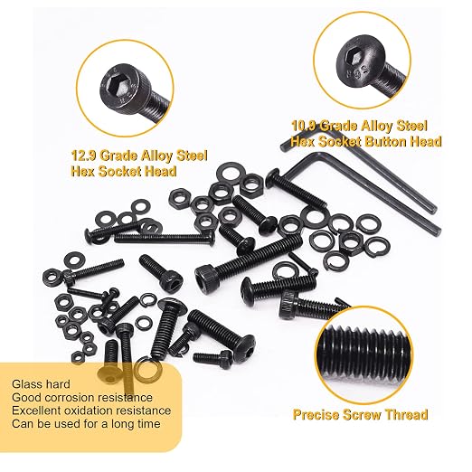 weideer 3670pcs M2 M3 M4 M5 Metric Screw Assortment Kit,Metric Bolt Assortment,12.9 Alloy Steel Hex Socket Head 10.9 Alloy Steel Hex Button Head Machine Screws Nuts Washers with Wrench