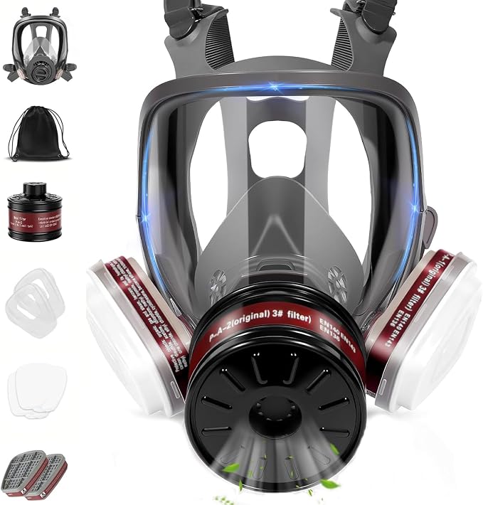 Full Face Gas Mask,Respirator Mask for Gases,Chemical,Spray Paint