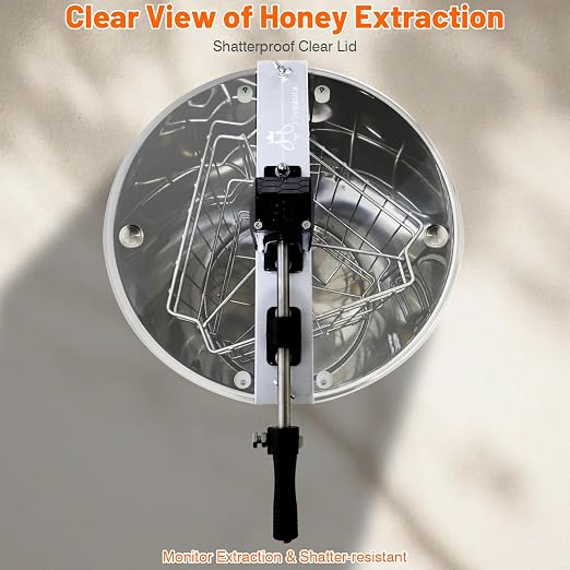Manual Honey Extractor, 3 Frames Honey Spinner with Ergonomic Handle, Durable & Easy to Clean, Food-Grade Stainless Steel Honey Separator Equipment for Beekeeping Starter, Small-Scalez Apiary
