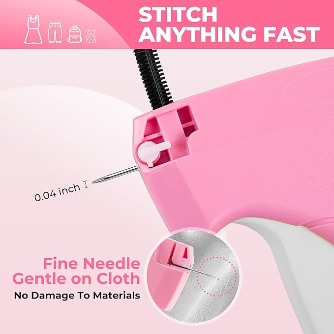 Stitch Gun for Clothes - Handheld Stitch Gun Quick Clothing Fixer - Tagging Gun - Includes 6 Needle, 1000 Black Fasteners & 1002 White Fasteners
