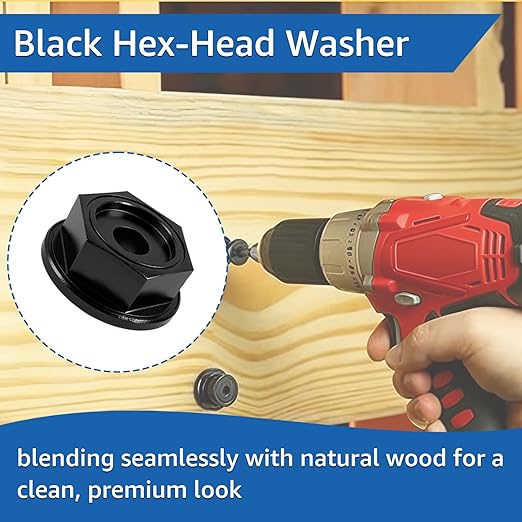 STN22-R24 Outdoor Accents Black Hex-Head Washer, Hex-Head Washer Black Rust Resistant Coated for Outdoor Pergolas, Decks, Fence Gates Compatible Structural Wood Screws