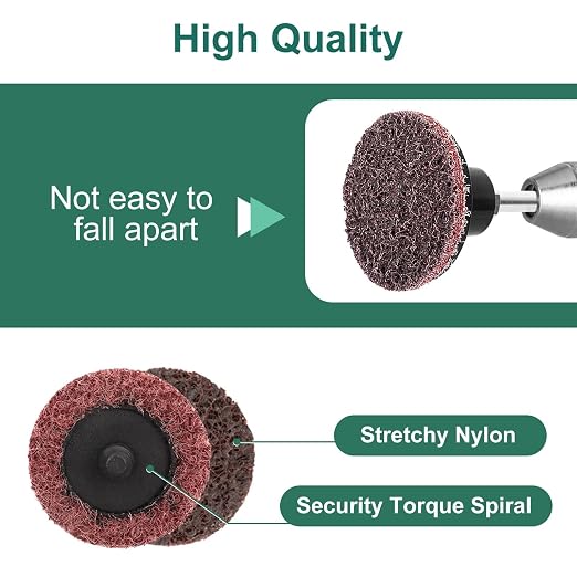 90pcs 2 inch Quick Change Sanding Discs, Nylon Surface Conditioning Discs, 1/4" Roll Lock Holder Die Grinder Sanding Disc for Surface Strip Grind Polish Burr Finish-Fine Medium Coarse