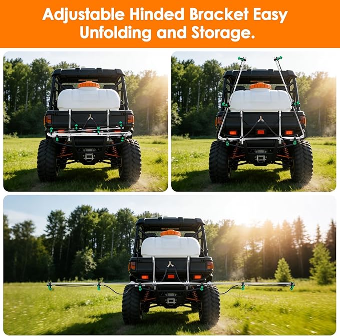 6-Nozzle Foldable Boom Sprayer with 2 Heavy-Duty Hooks– 122" Coverage for ATV/UTV, Adjustable Spray Patterns, Easy-Transport Folding Design
