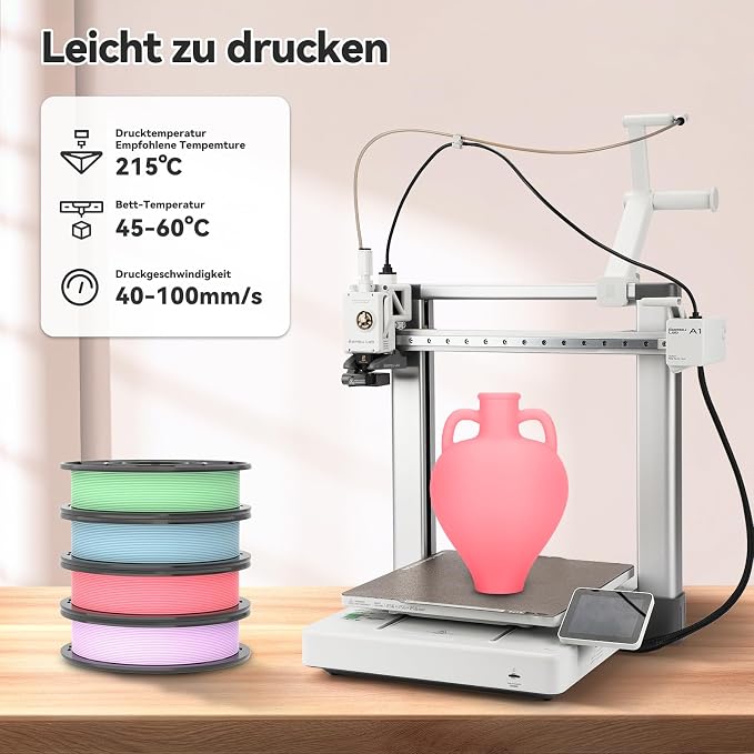 3DHoJor Matte PLA 3D Printer Filament Bundle, Multicolor Filament 1.75mm, Vacuum Packed, 0.25kg*8 Pack, 2kg Total, Milky White+Pink+Tangerine+Yellow+Green+Light Blue+Strawberry red+Lilac