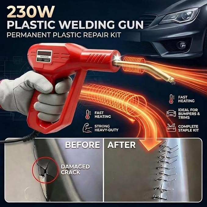 Upgraded 230W 2-in-1 Plastic Welder Kit,Hot Stapler Soldering Gun with 1200PCS Staples & 120PCS Welding Rods,Built-in Temperature Control Protector,With Better Hand Feel,Suitable for Most Plastics