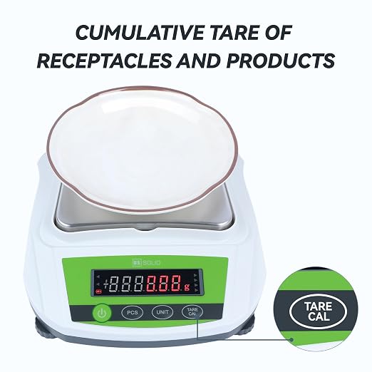 U.S. Solid Precision Balance, 2000g/4.4lb x 0.01g Digital Lab Scale, 6.2" x 5" Rectangular Pan, Piece Counting, g/ct/oz/lb, 100-240V AC & 4xDC 1.5V Battery, Kitchen, Jewelry, Scientific Use