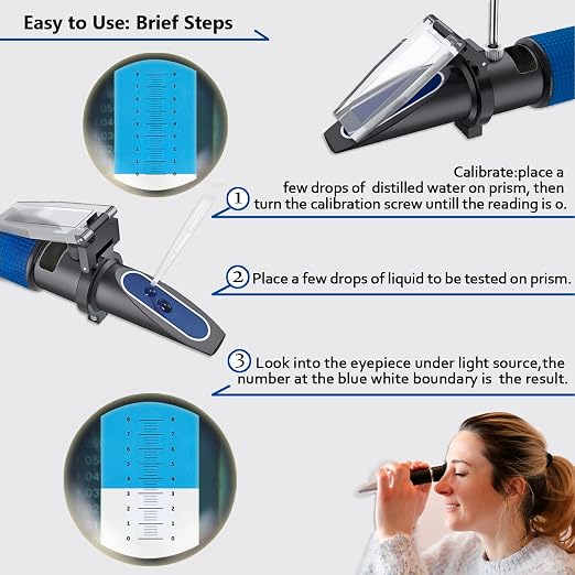 Aichose 0-80% Brix Meter Refractometer for Measuring Sugar Content in Fruit, Honey, Maple Syrup and Other Sugary Drink, with Automatic Temperature Compensation Function
