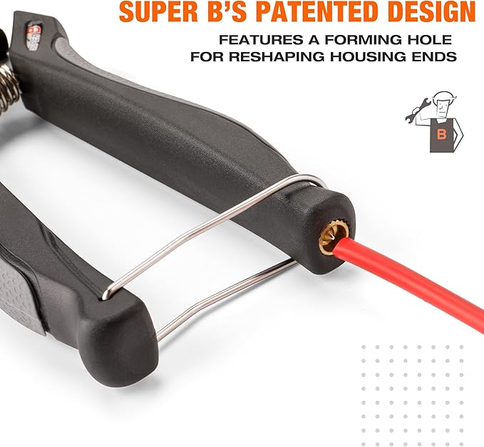 Super B Heavy Duty Cable Cutters - Precision Wire and Cable Cutting with Crimping, Housing End Forming & Quick Link Tool for Bicycles - Ergonomic Grip, Spring-Loaded Design (TB-WC31)
