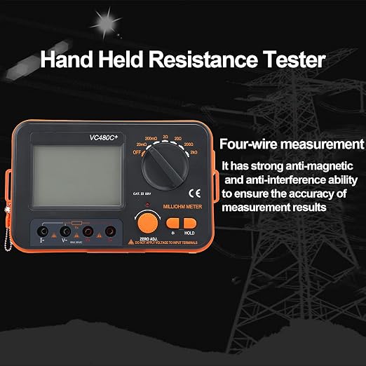6‑Gear Digital Milliohmmeter, 4‑Wire Measurement DC Low Tester
