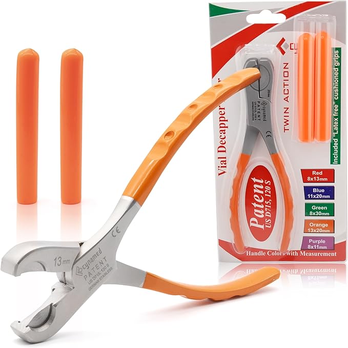 Cynamed Twin Action Decapper Pliers - Perfect for Decapping 13mm and 20mm Crimped Vials and Bottles