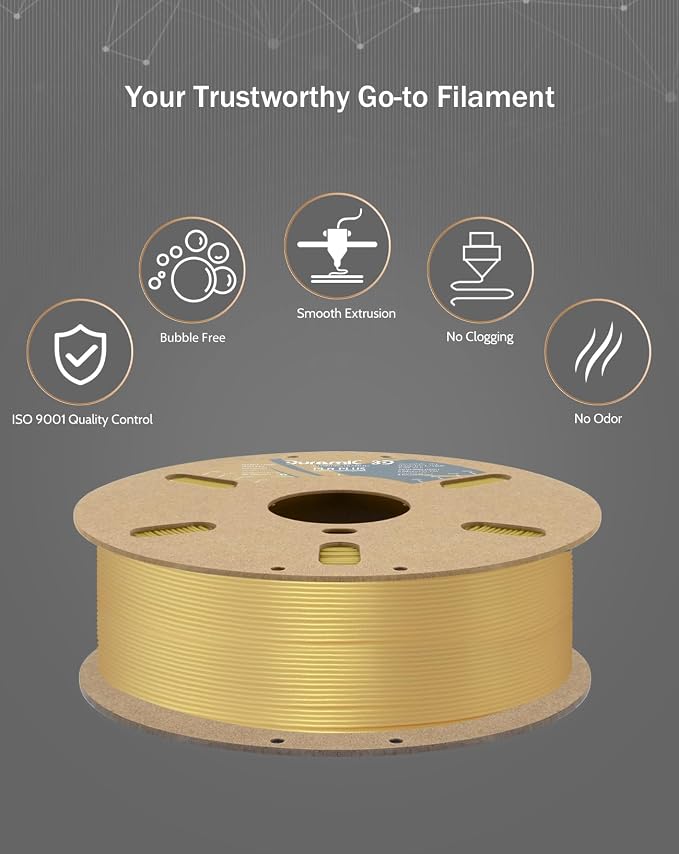 DURAMIC 3D PLA+ Printer Filament 1.75mm PLA Plus Neatly 2Kg Spool(2.2lbs) | PLA Pro Tougher and Stronger, Dimensional Accuracy Probability +/- 0.02mm Champagne Gold