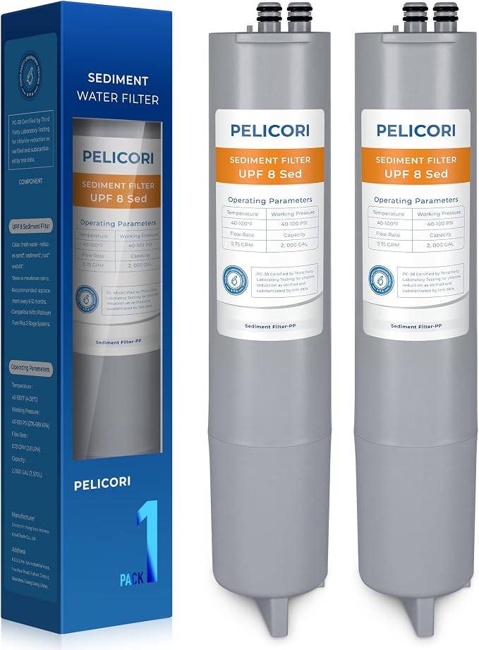 11 Plus/UPF 8 Sediment Replacement Filter, Compatible with DuPure 11 Plus Sediment Filter & Platinum Pure Plus 2-Stage Filtration System Pre-Filter, 2-Pack