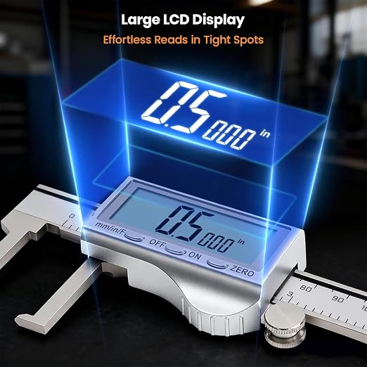 HARDELL Digital Caliper, Disc Brake Rotor Micrometer- F/MM/in, Brake Measuring Tool with Caliper, Large LCD Screen, 6" Stainless Steel Vernier Caliper for Disc Brake, Tread Depth Gauge & Storage Case