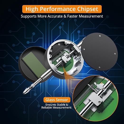 Neoteck 0-12.7mm/0.5" Digital Dial Indicator with 0.01mm/0.0005" High Precision Dial Gauge with LCD Display,Inch/Metric Conversion,Zero Setting,for Lathe, Runout Measurement,Mechanical Workshop