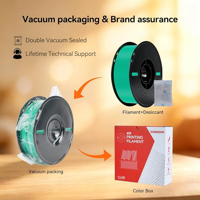 Kingroon PLA Plus（PLA+） 3D Printer Filament, Dimensional Accuracy +/- 0.03 mm, 1 kg Spool(2.2lbs), 1.75 mm, Green