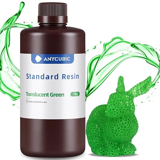 ANYCUBIC 3D Printer Resin, 405nm SLA UV-Curing Resin with High Precision and Quick Curing & Excellent Fluidity for LCD 3D Printing (Clear Green, 1kg)
