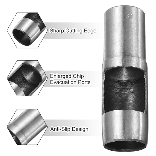 HARFINGTON Leather Round Hole Punch, 31mm Hollow Hole Puncher Cutter Carbon Steel Circle Hole Punching Cutting Tool for Belt/DIY Leather Craft