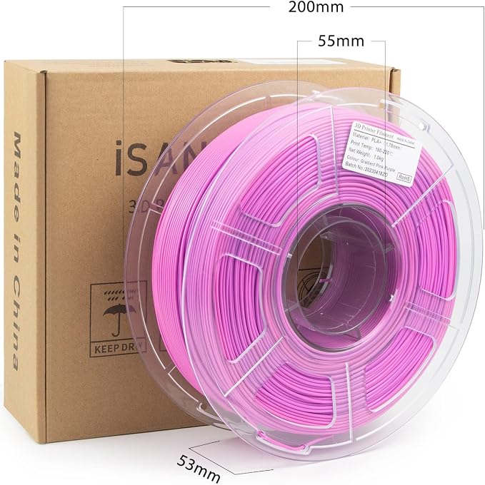 iSANMATE PLA+ Rainbow Filament, Gradient Multicolors, Color Change, 3D Printing Filament 1KG