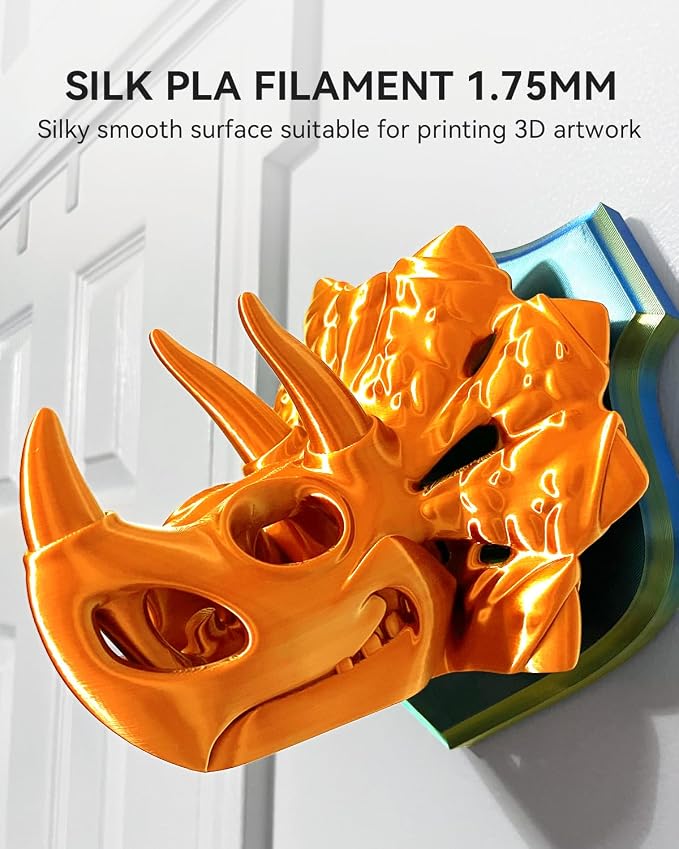 3D Printer Silk Filament, SUNLU Shiny Silk PLA Filament 1.75mm, Smooth Silky Surface, Great Easy to Print for 3D Printers, Dimensional Accuracy +/- 0.02mm, Red+Blue+Orange+Red Copper, Total 4KG