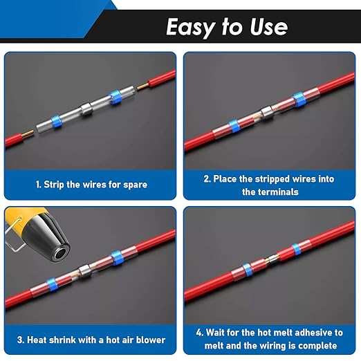 532Pcs Heat Gun for Shrink Tubing, Solder Seal Wire Connectors & Heat Shrink Tubing Kit, 26-6 AWG Waterproof Heat Shrink Wire Connectors with Mini Heat Gun for Marine Electrical
