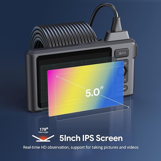 DEPSTECH DS650 210° Two-Way Articulating Borescope Tool, Industrial Endoscope Camera with Lights, 0.24in Slim Probe, DS520 50FT Sewer Inspection Camera,DEPSTECH 1080P Dual Lens Endoscope