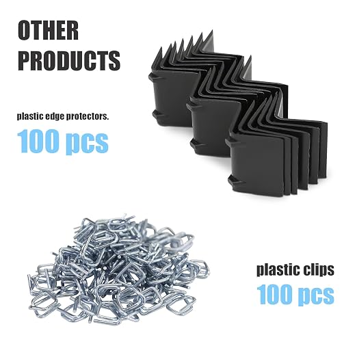 Heavy Duty Banding Strapping kit Contain 3/4"x 330' Woven Cord Packaging Straps & 100 Metal Wire Buckles 100 Plastic Edge Protectors Tensioner with Cutter Tool Glove
