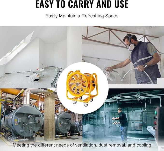 VEVOR Explosion Proof Fan 16 Inch, 350W 4240CFM, Industrial Portable Ventilator Blower/Exhaust with 9.8ft Light Cord -No Plug
